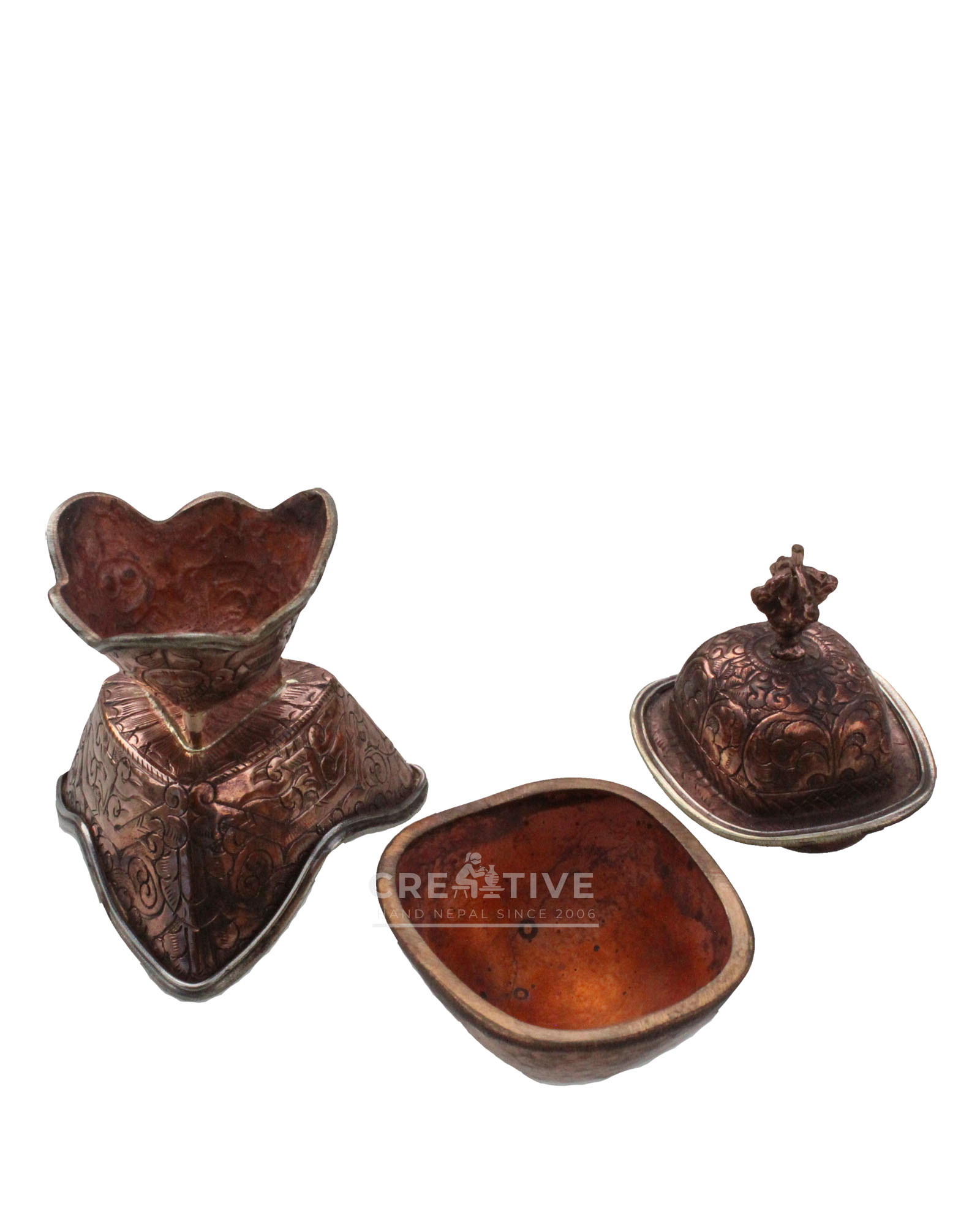 Hand-Hammered Copper Kapala Set – Ritual Offering Vessel | Creativehand ...